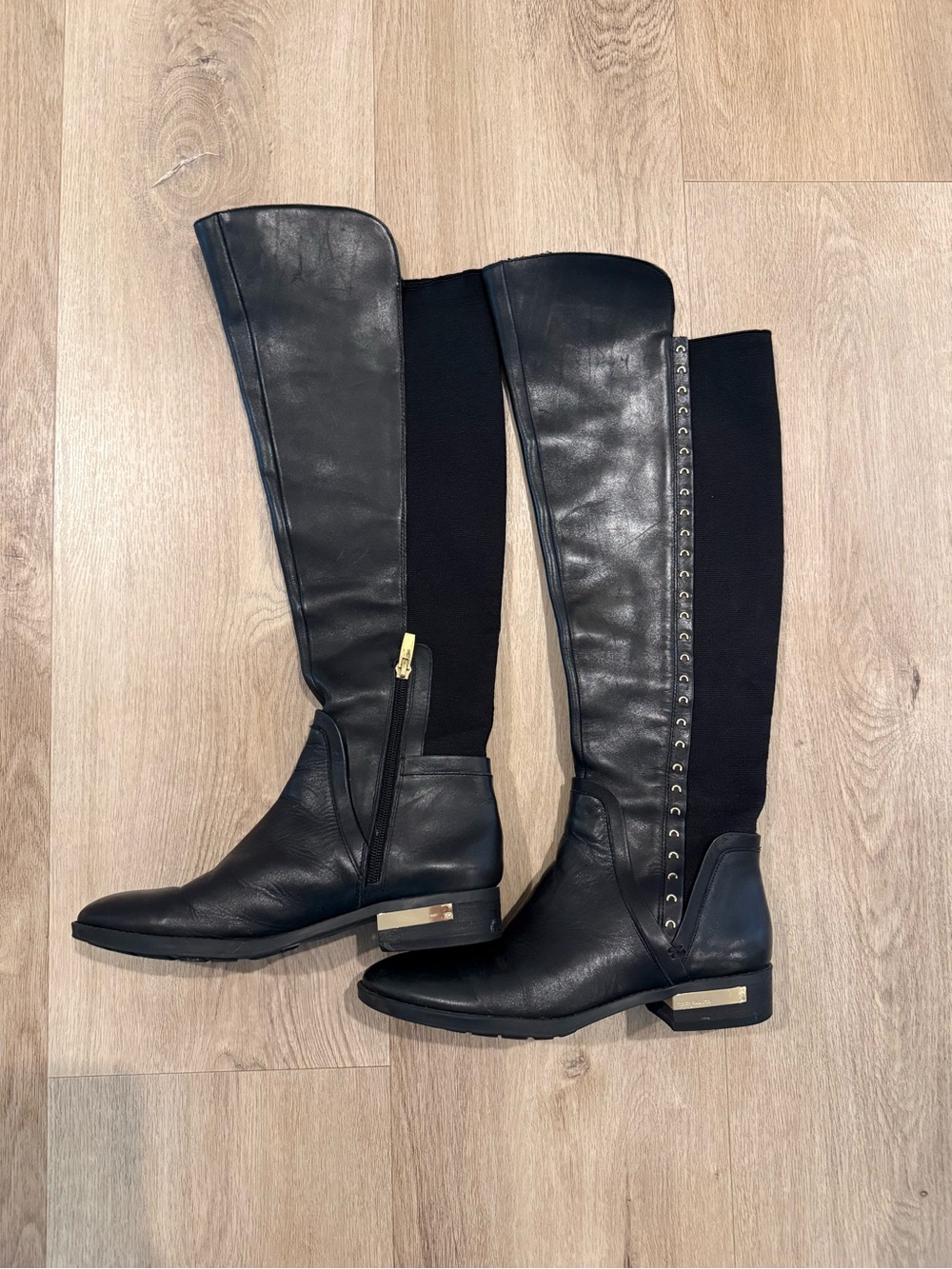 Vince Camino Women's Black Knee-High Leather Riding Boots